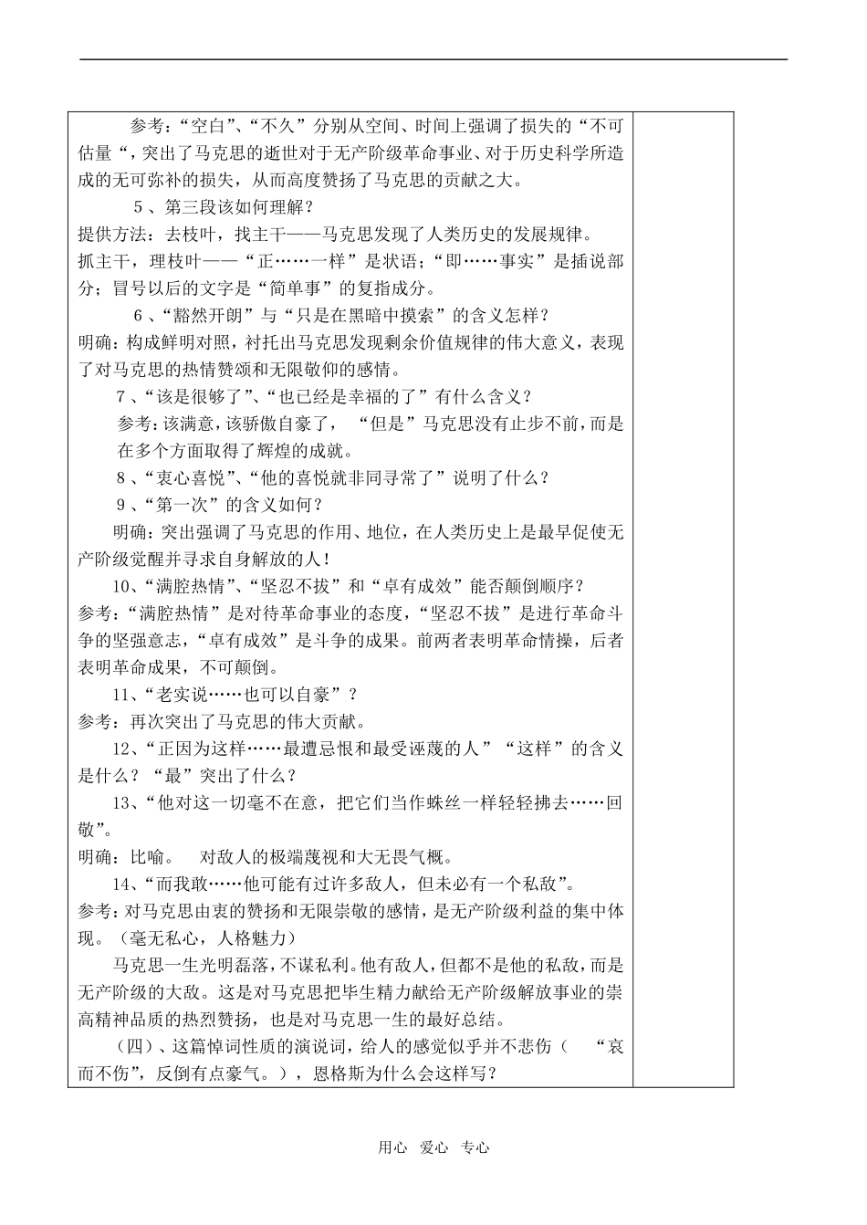 高中语文在马克思墓前的讲话 讲学案苏教版必修4_第3页