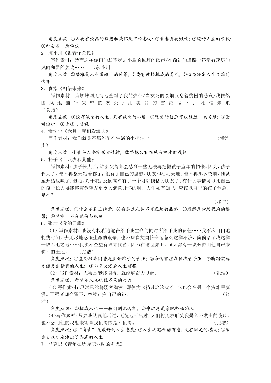 高中语文教材(必修)写作素材汇编与点拨 苏教版_第2页