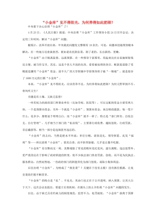 高中语文时评例文 “小金库”见不得阳光 为何养得如此肥硕作文素材