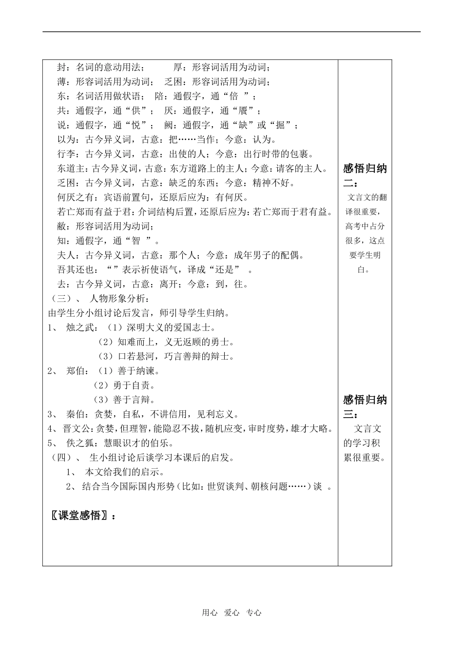 高中语文烛之武退秦师 讲学案(二)人教版第一册_第2页