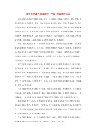 高中语文课外阅读 中篇 吹满风的山谷素材