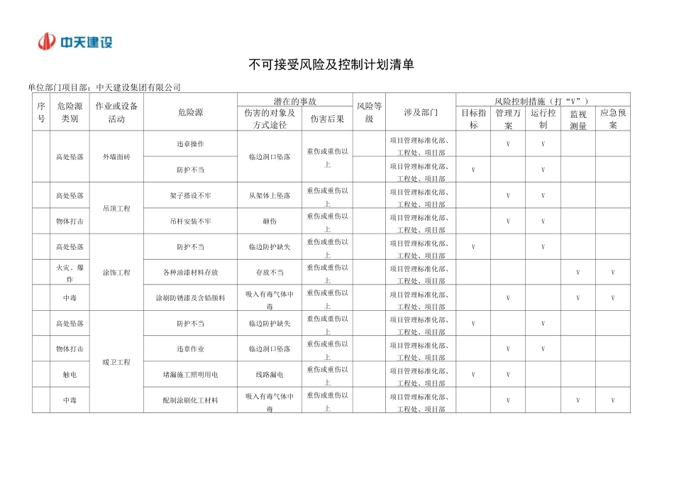 不可接受风险及控制计划清单_第2页
