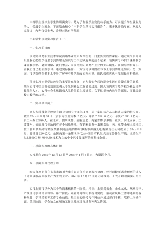 中职学生顶岗实习报告