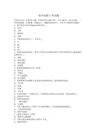 贵州电钳工考试题