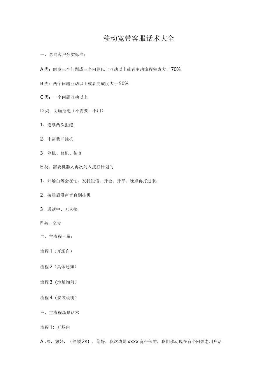 移动宽带客服话术大全_第1页