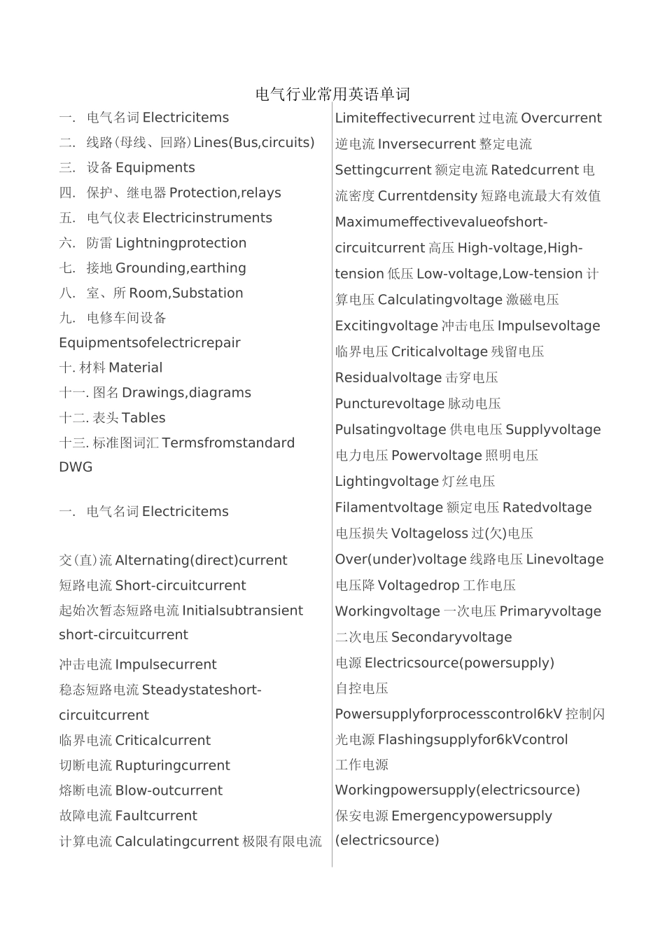 电气行业常用英语单词_第1页