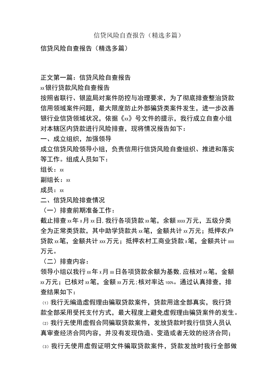 信贷风险自查报告_第1页