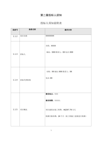 第三方检测-投标人须知前附表