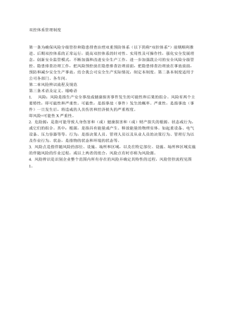 双控体系管理制度范本