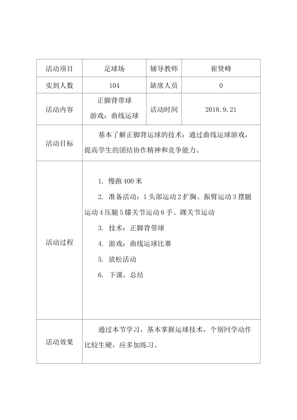 足球社团活动记录表_第2页