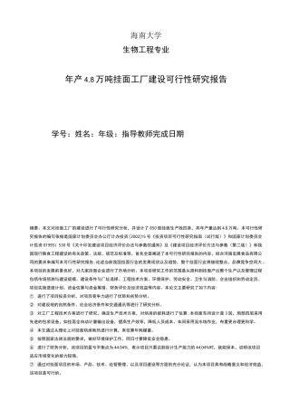挂面可行性报告