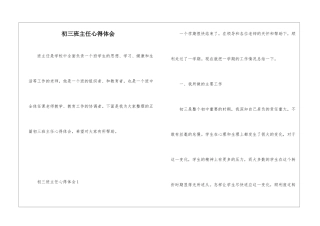初三班主任心得体会