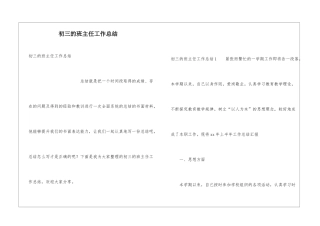 初三的班主任工作总结