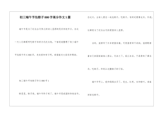 初三端午节包粽子800字高分作文5篇