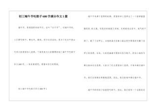初三端午节吃粽子600字满分作文5篇