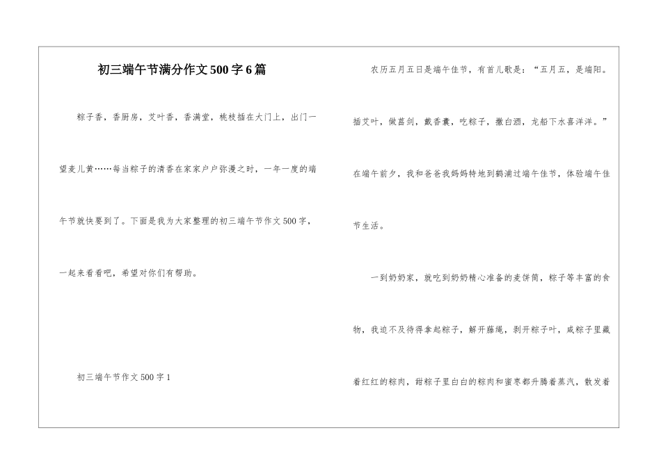 初三端午节满分作文500字6篇_第1页