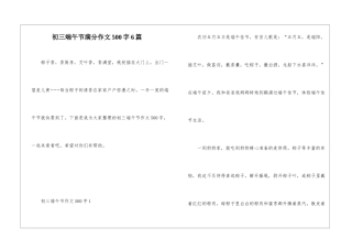 初三端午节满分作文500字6篇