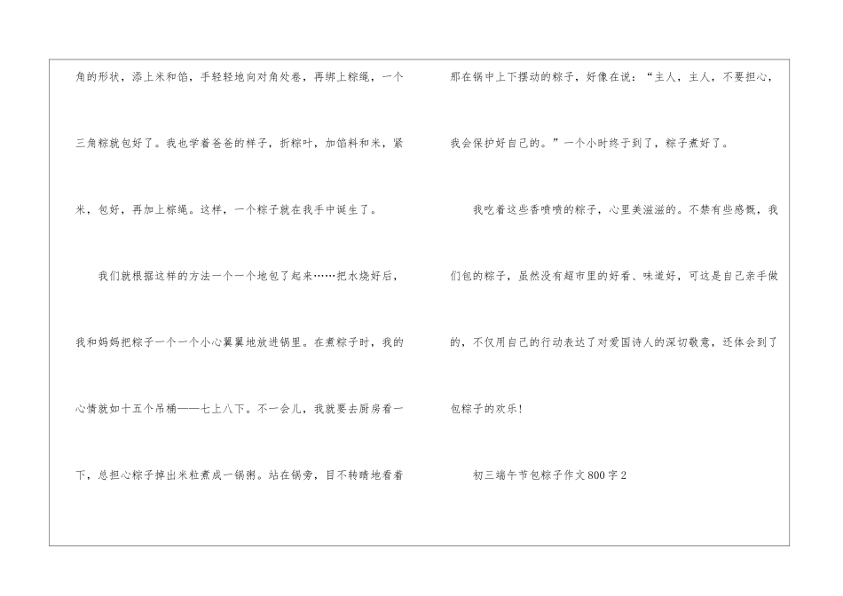 初三端午节包粽子800字话题作文5篇_第3页