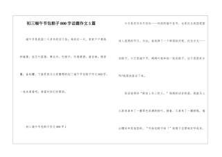 初三端午节包粽子800字话题作文5篇