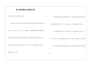 初三美术特长生训练计划