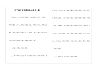 初三语文下册教学总结报告5篇