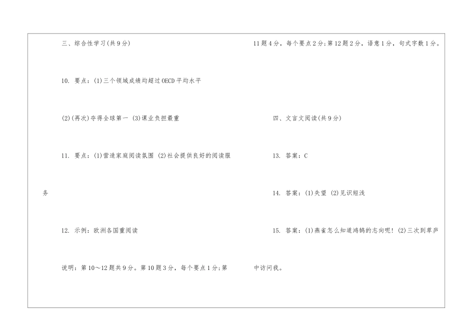 初三语文寒假作业—试题参考答案-_第2页