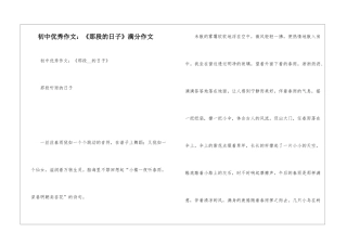 初中优秀作文：《那段的日子》满分作文