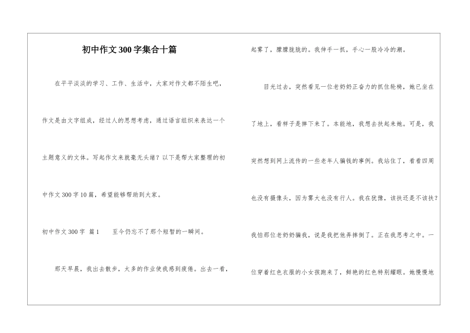 初中作文300字集合十篇_第1页