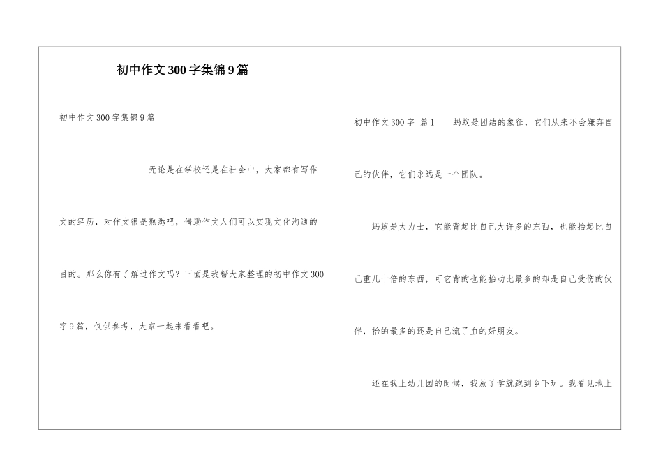 初中作文300字集锦9篇_第1页