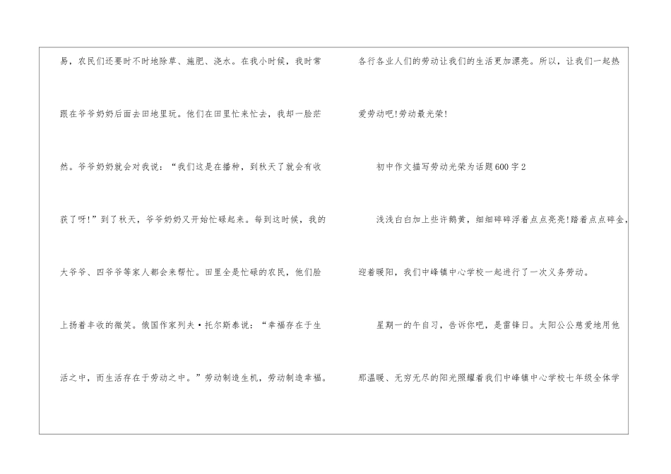 初中作文描写劳动光荣为话题600字5篇_第3页