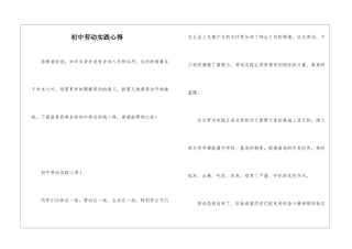初中劳动实践心得