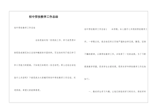 初中劳技教学工作总结