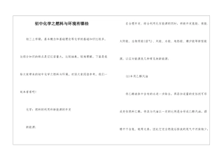 初中化学之燃料与环境有哪些