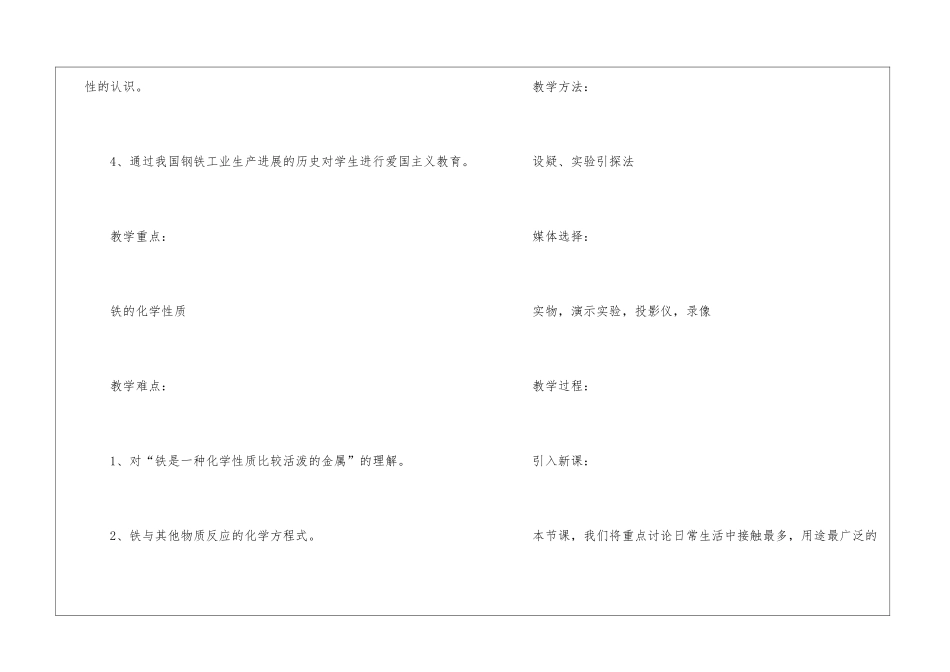 初中化学铁的性质教学设计_第2页