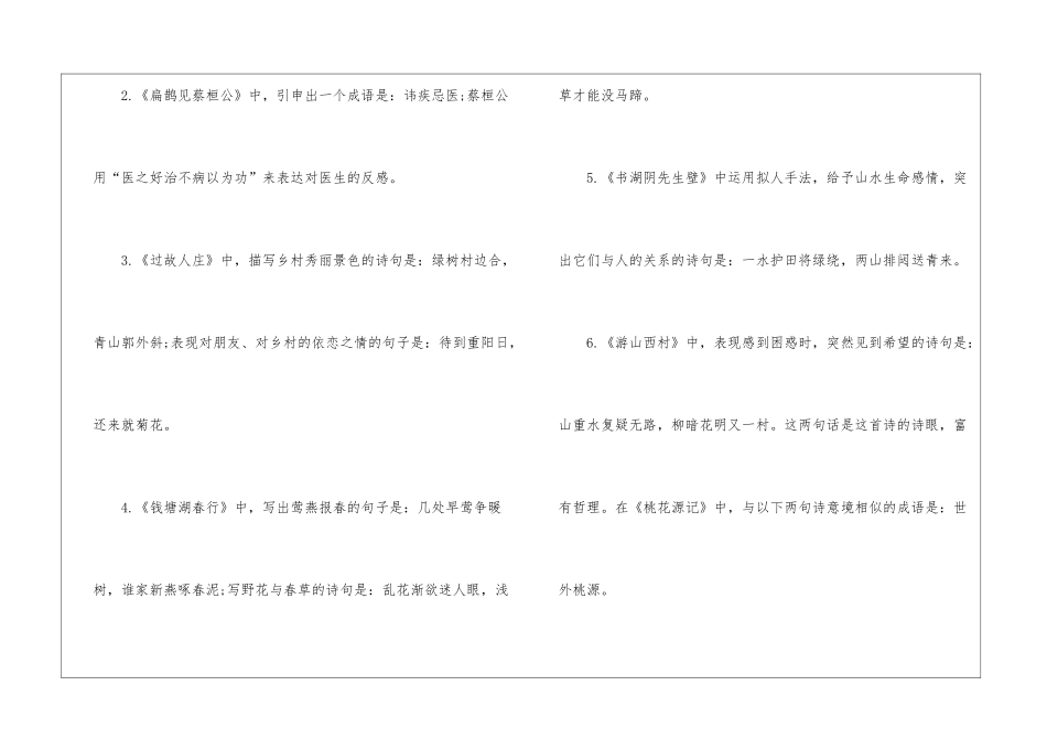 初中各年级语文古诗考点整理_第2页