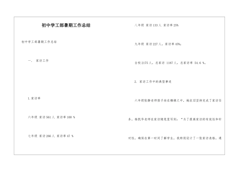 初中学工部暑期工作总结_第1页