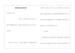 初中安全工作计划
