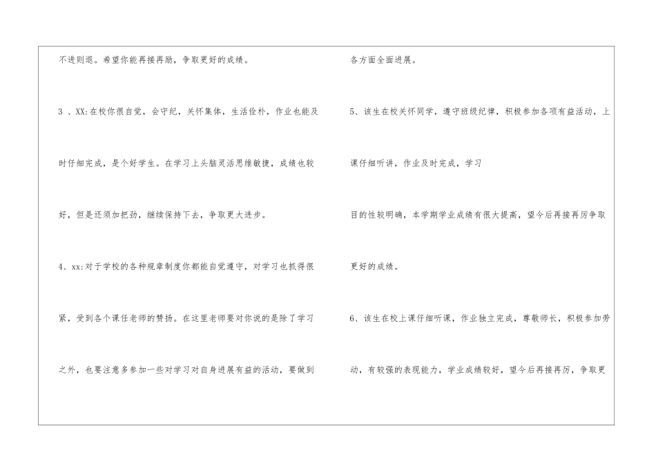 初中寒假家长评语_第3页