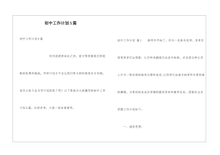 初中工作计划5篇