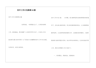 初中工作计划集锦10篇