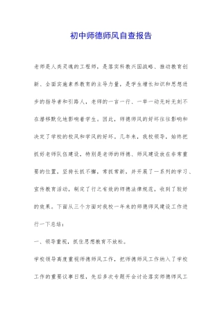 初中师德师风自查报告-
