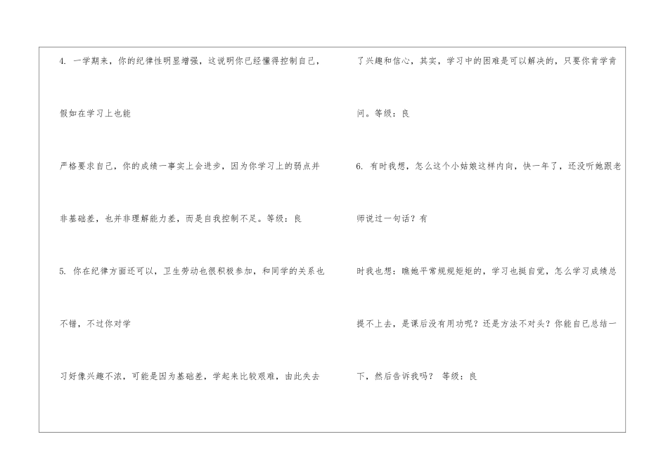 初中成绩报告单评语2_第2页