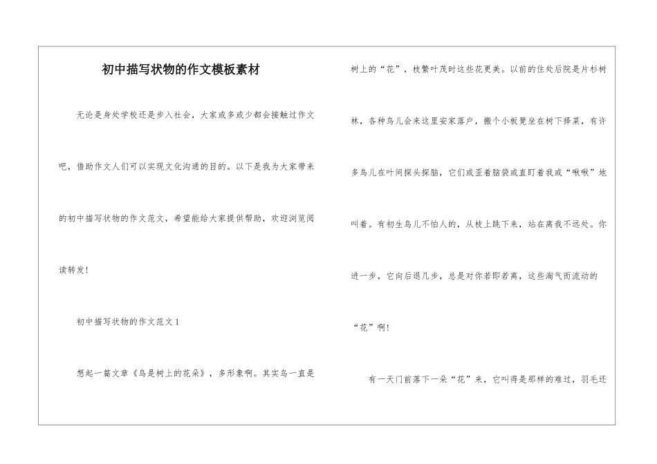 初中描写状物的作文模板素材_第1页