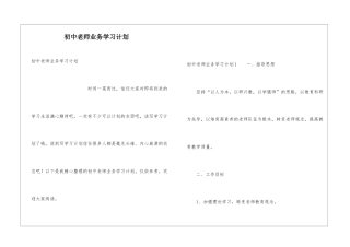 初中教师业务学习计划