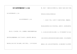 初中教师师德表现个人小结