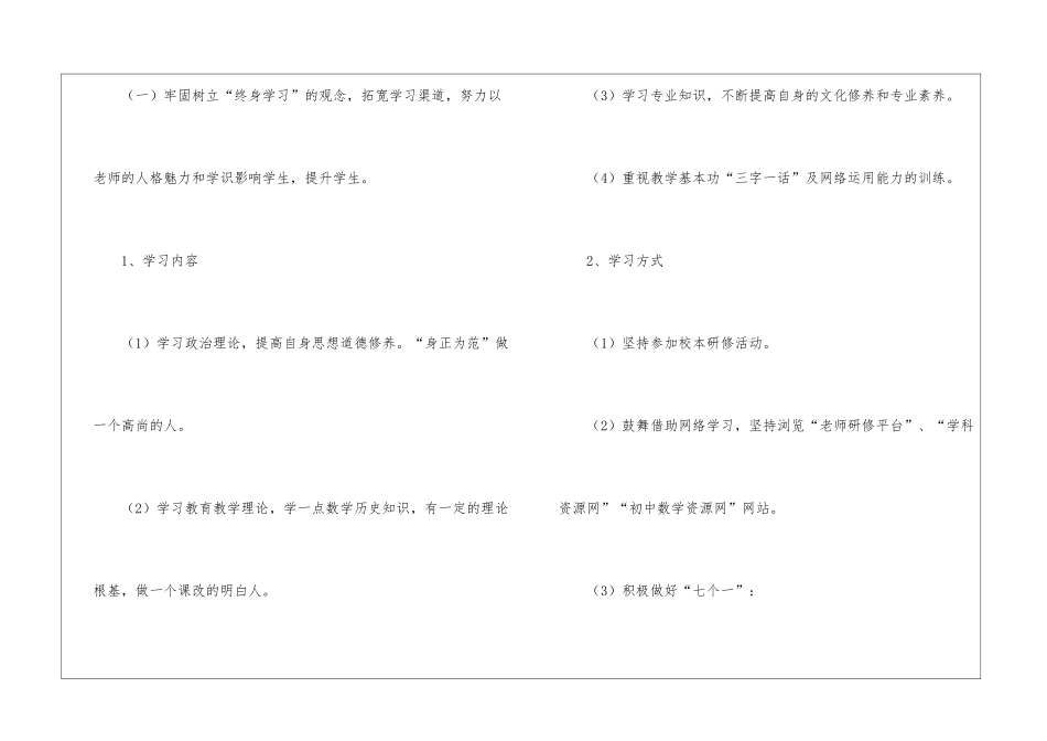 初中数学个人研修计划_第2页
