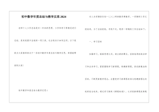 初中数学年度总结与教学反思2024