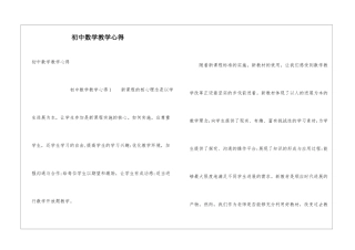 初中数学教学心得