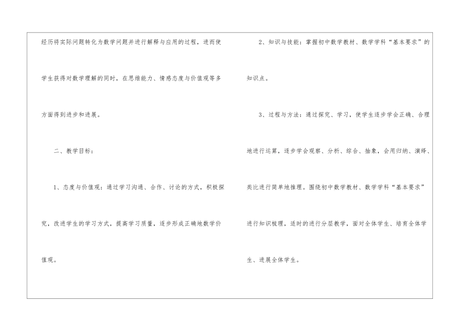 初中数学教学计划安排2024_第2页