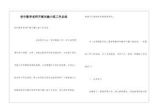 初中数学教师开展兴趣小组工作总结